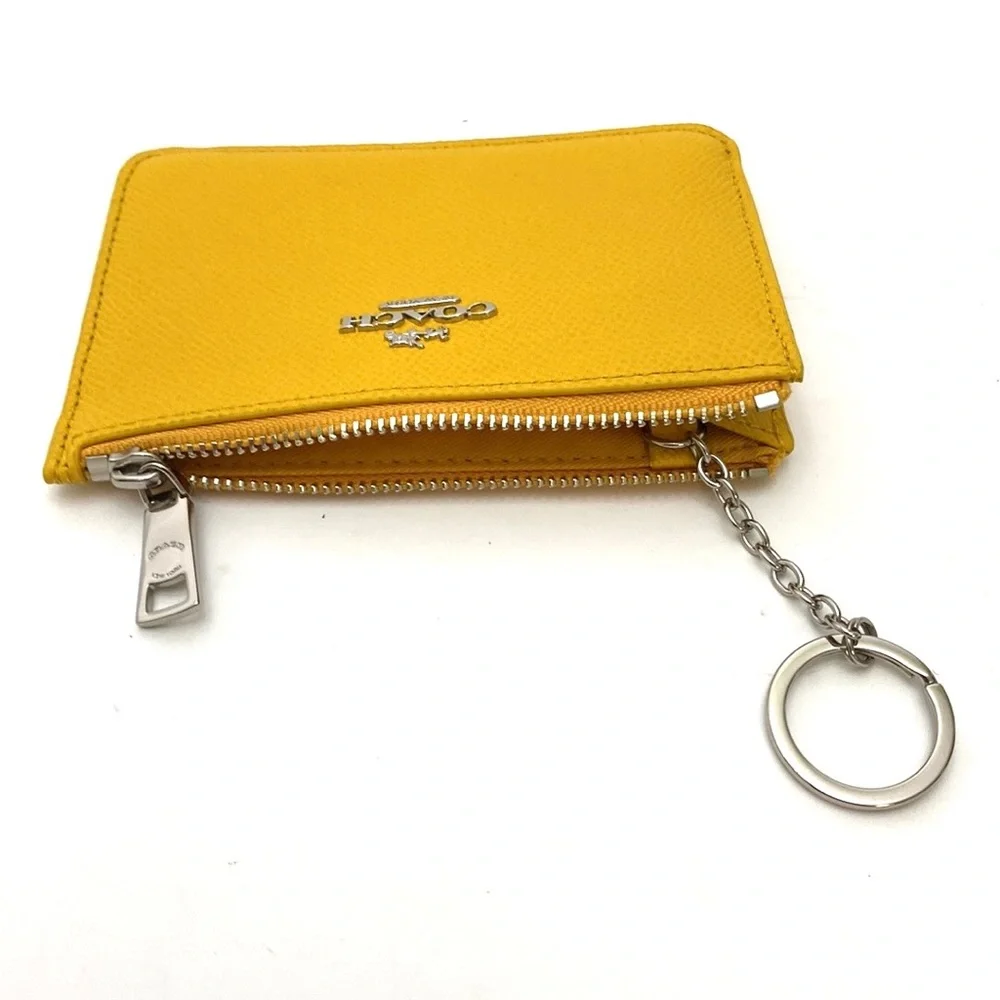 Coach Classic Gold Saffiano Leather Mini Skinny Card Holder/Case